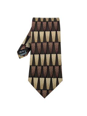 Vintage 90s Giorgio Cosani Silk Necktie Geometric Abstract Brown Y2K Italy Made